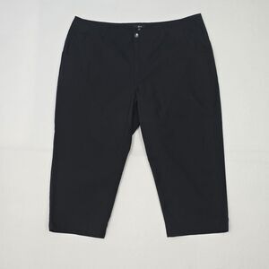 Ellos Women’s Size 24 Black Stretch Cotton Capri Cropped Pants Seamed Pockets